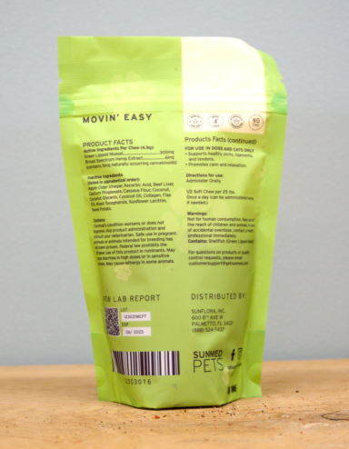 movin easy by sunmed pet ingredients