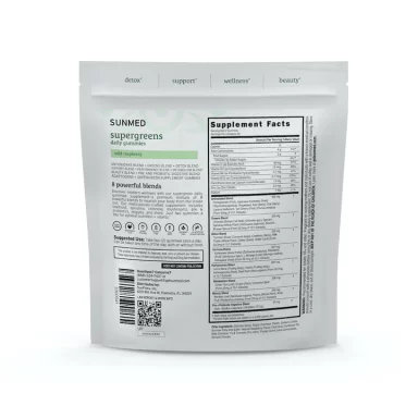 ingredient label of supergreen daily gummies by sunmed
